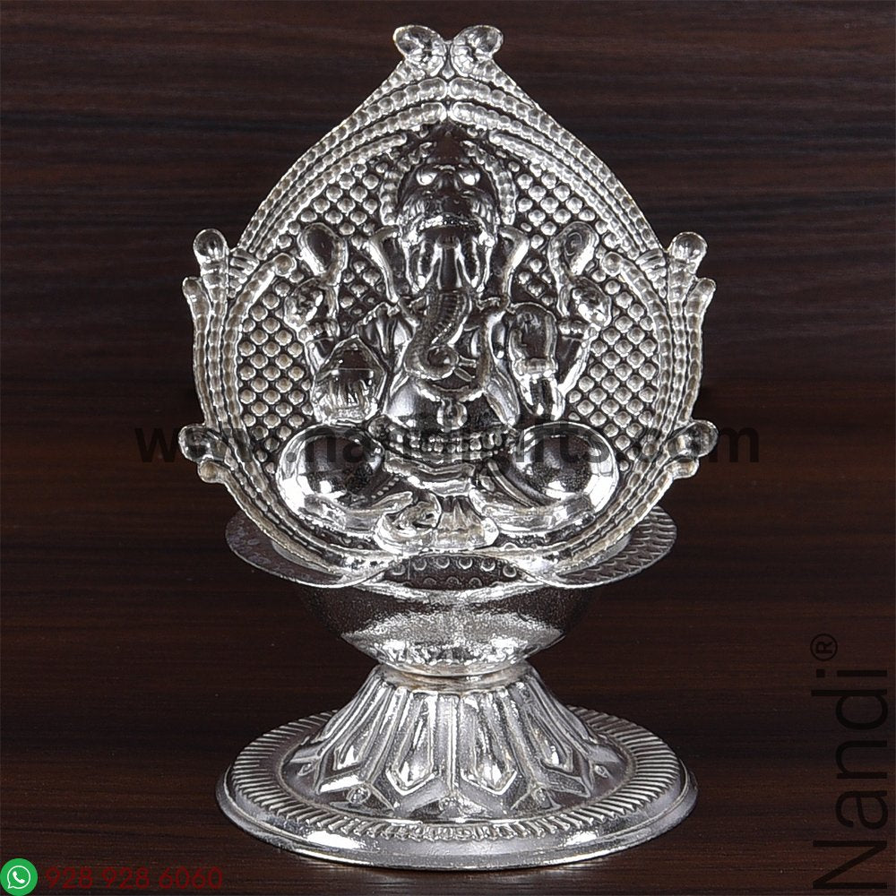 German Silver Ganesh Diya Small