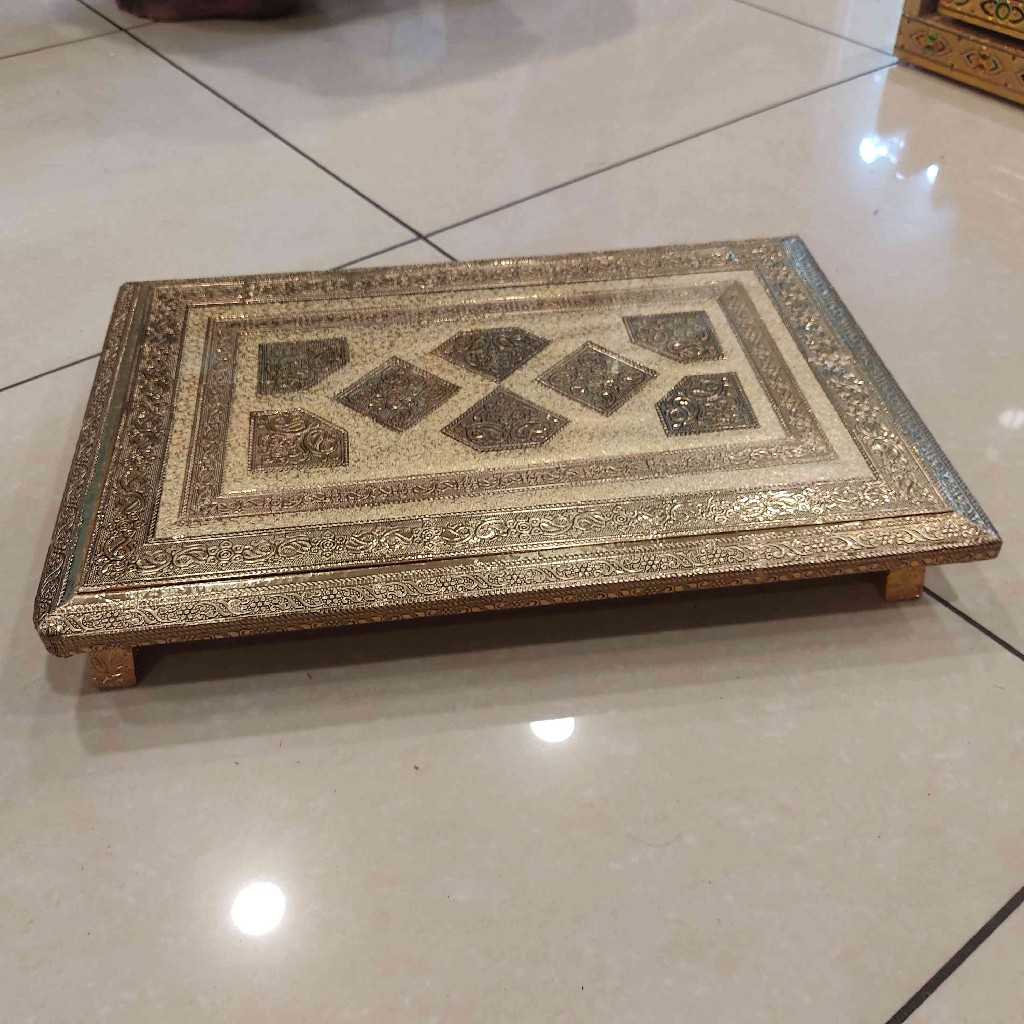 Pooja Stand/Patla 12X18 Golden Antiq