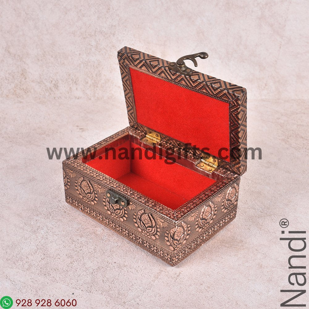 Elephant Copper Oxidised Box 6X4