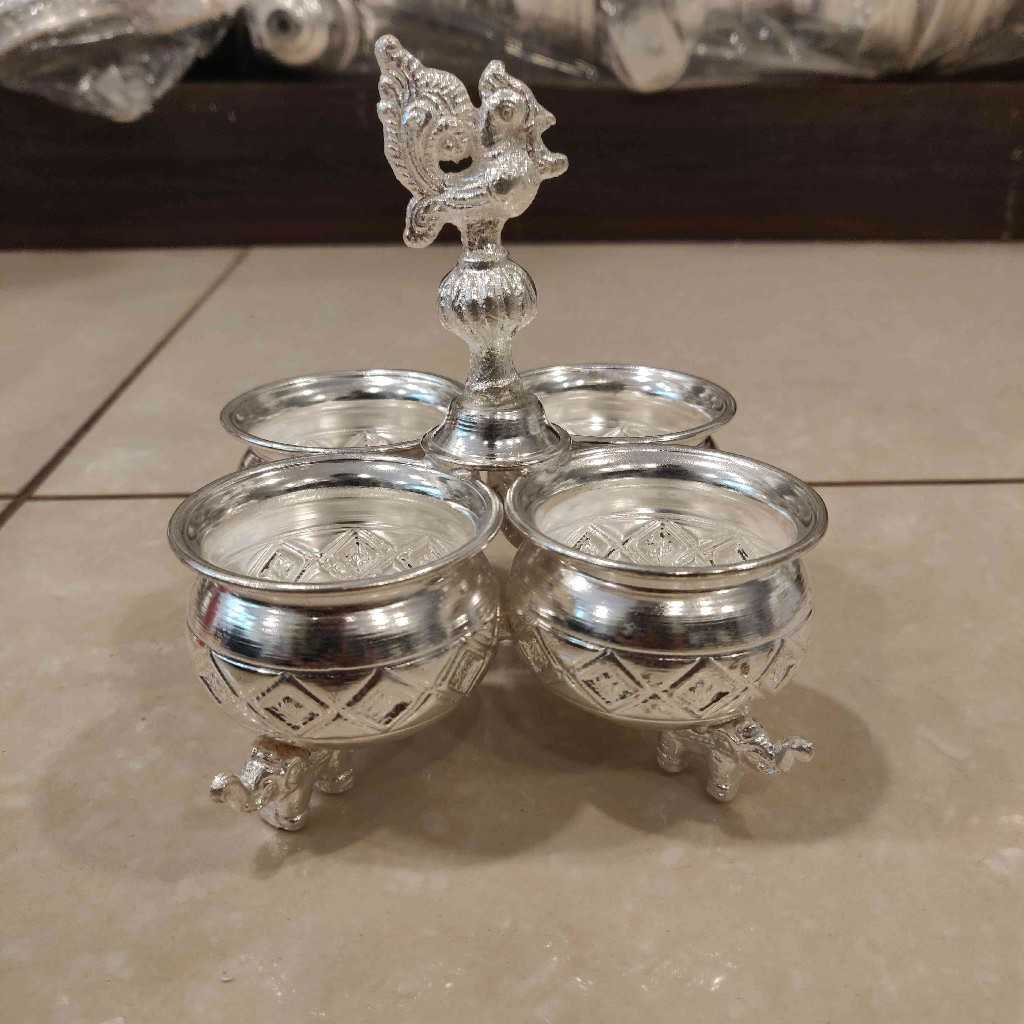 German Silver Elephant Leg Panchwala 4Bowl Medium