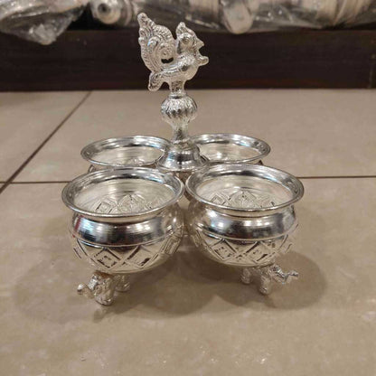 German Silver Elephant Leg Panchwala 4Bowl Medium