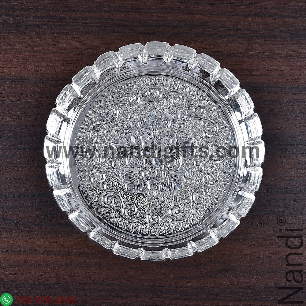 German Silver Flower Cut Plate 8 Inch