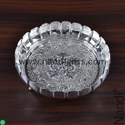 German Silver Flower Cut Plate 8 Inch