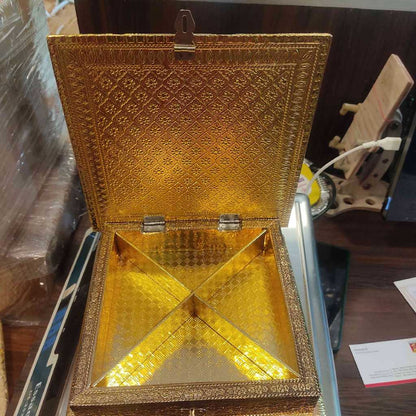 Peacock Emboss Dry Fruit Box 8x8