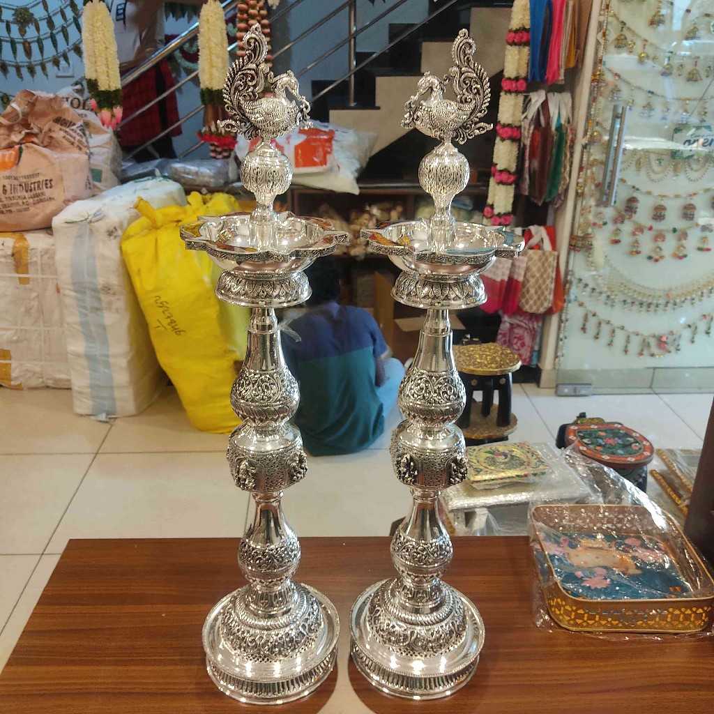 GS Antiq Ashtalakshmi Diya Pair 28 Inch