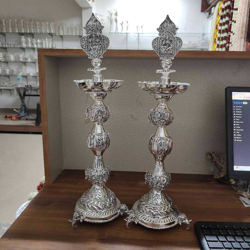 Gs Antiq Ganesh Lakshmi Kalash Diya Pair