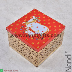 Pichwai Square Storage Box Red