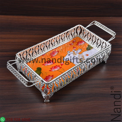 GS Pichwai Cow Tray Rectangular Assorted 9X5