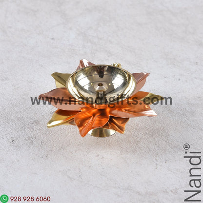 Brass Lotus Diya Gold And Copper Petals Small