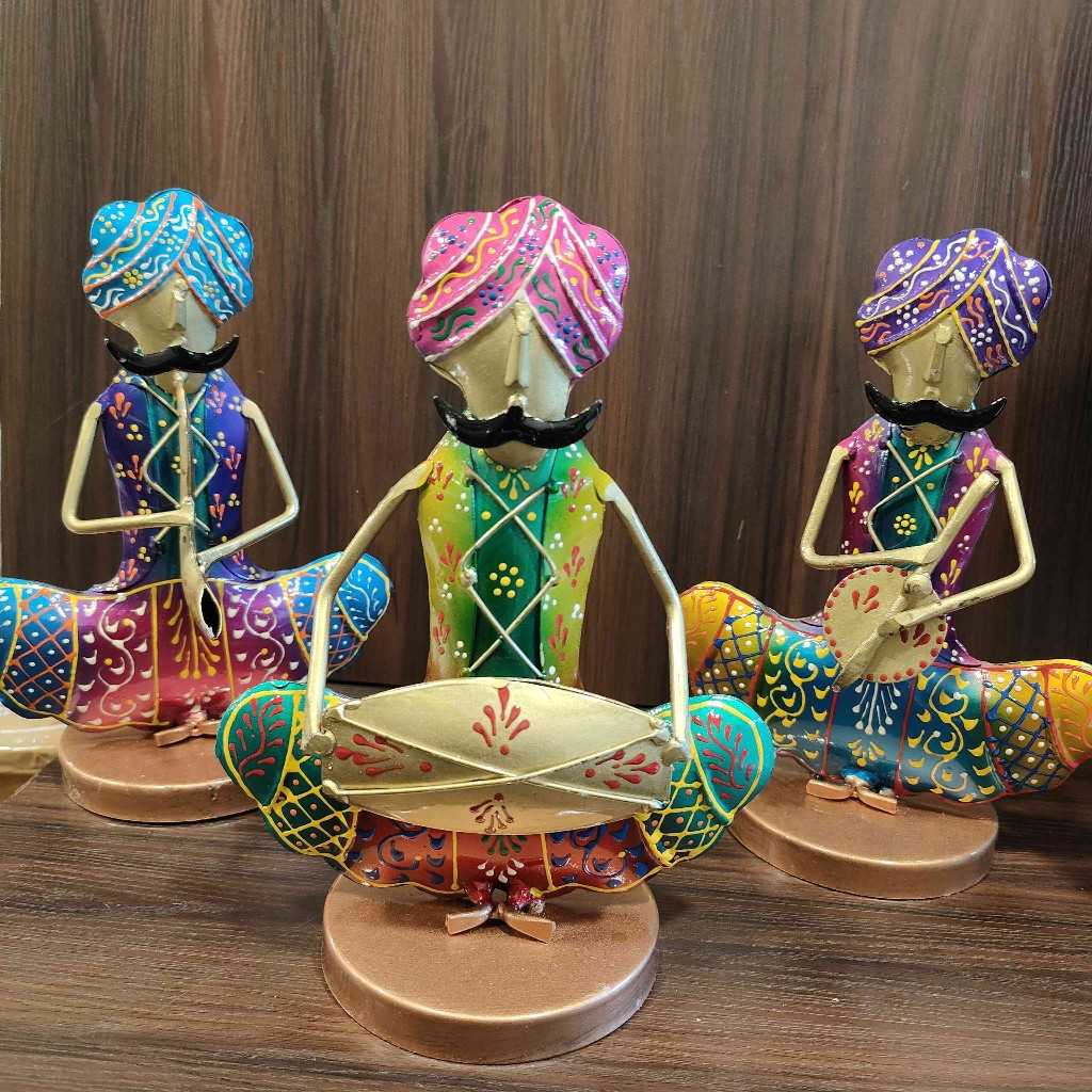 Moustache Sardar Musican Set Of 3 Gold