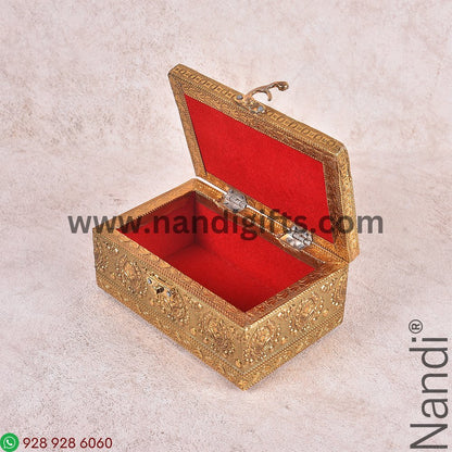 Elephant Emboss Gold Antiq Box 6X4