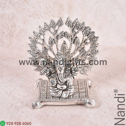 Ganesh With Tree Silver Antiq