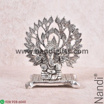 Ganesh With Tree Silver Antiq
