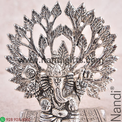 Ganesh With Tree Silver Antiq