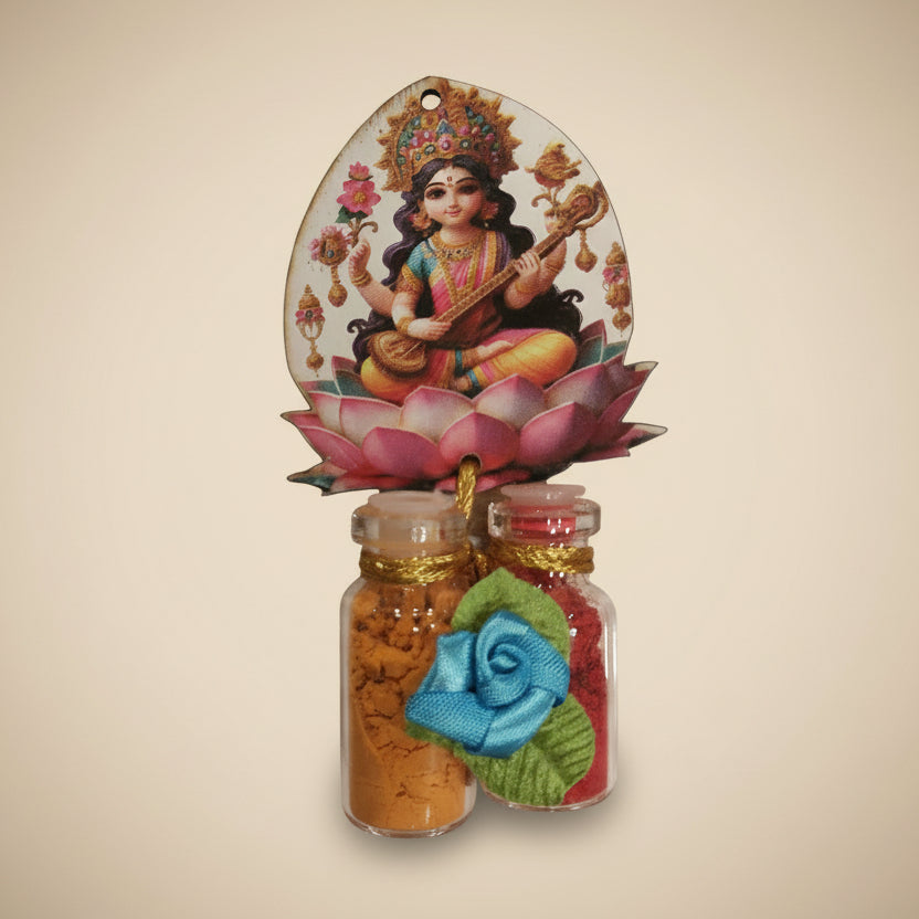 Mdf Cutout Glass jar Kumkum Set