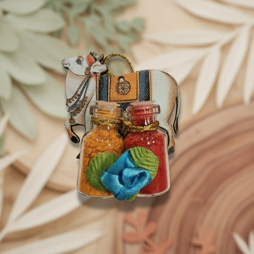 Mdf Cutout Glass jar Kumkum Set