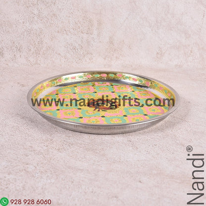 Minakari Plate Pastel Colours Assorted 7Inch