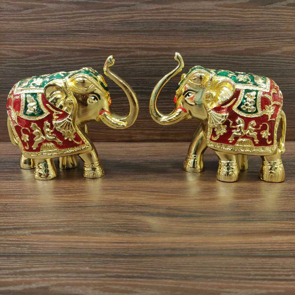 Gold Plated Minakari Elephant Pair 4