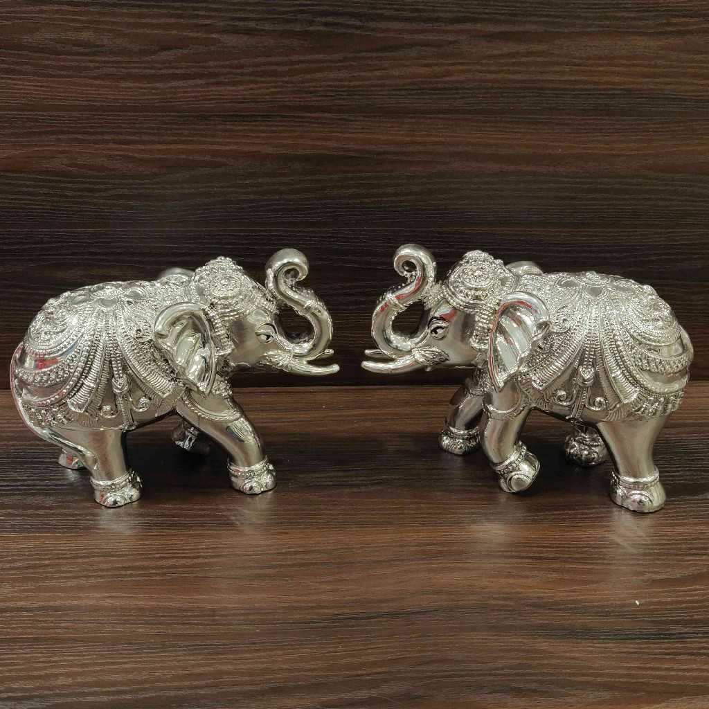 Silver Plated Maharaja Elephant Pair 4 Inch
