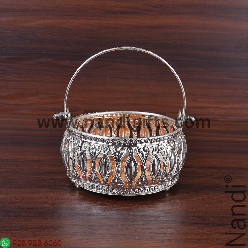 GS Pichwai Basket Round 4 Inch Assorted Prints