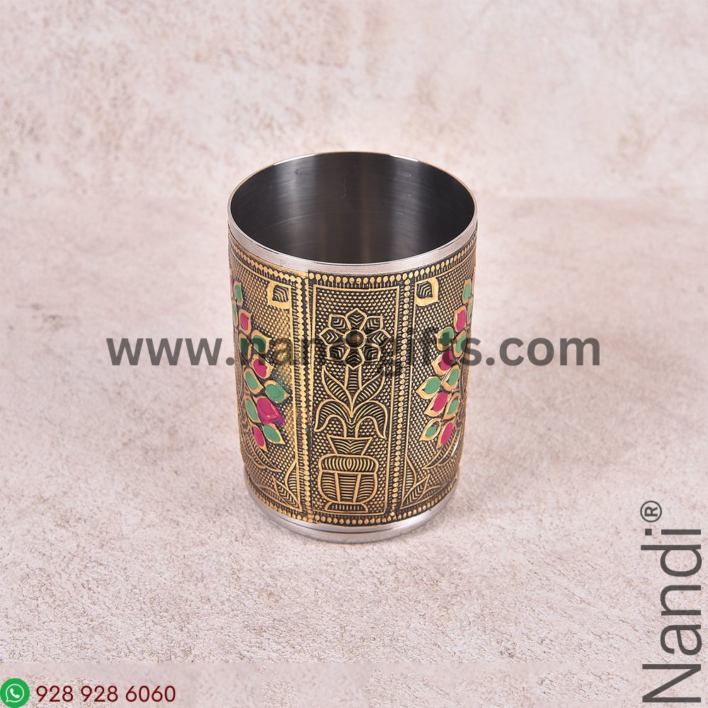 Golden Antiq Peacock Glass Minakari