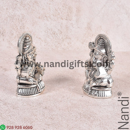 Metal Silver Antiq Ganesh Lakshmi set