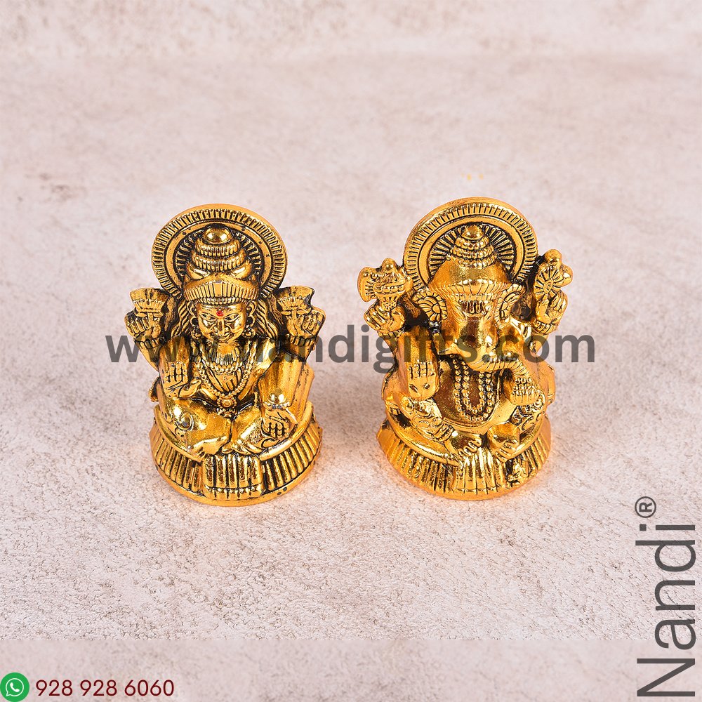 Metal Gold Antiq Ganesh Lakshmi set
