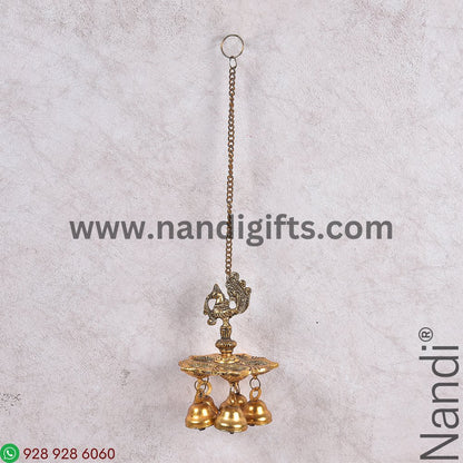 Peacock Hanging Diya Golden Antiq