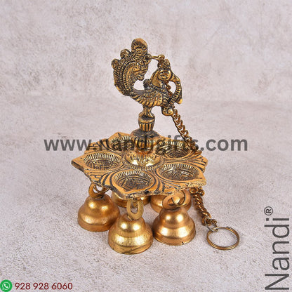 Peacock Hanging Diya Golden Antiq