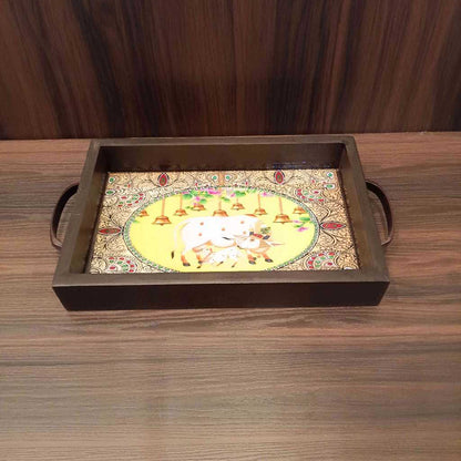 Tanjore-Pichwai Prints Wooden Trays 6X9