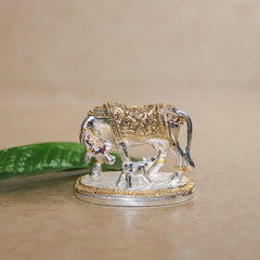 COW N CALF GOLD AND SILVER PLATE SMALL