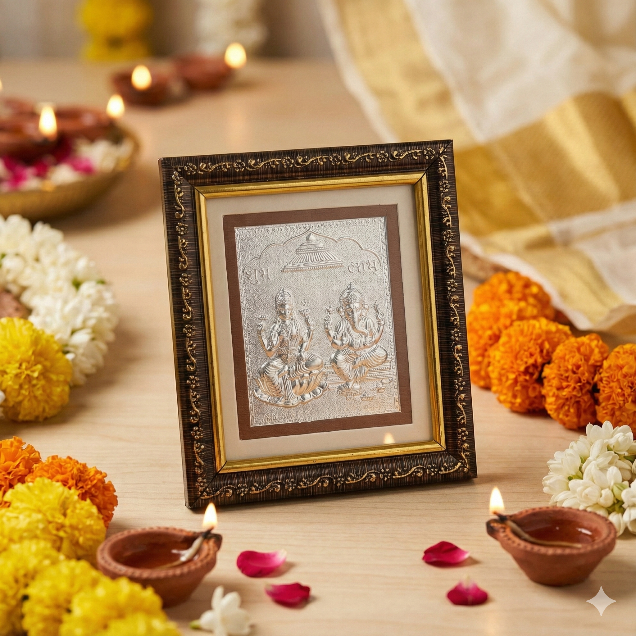 Ganesh Lakshmi 999 Silver Frame No-1