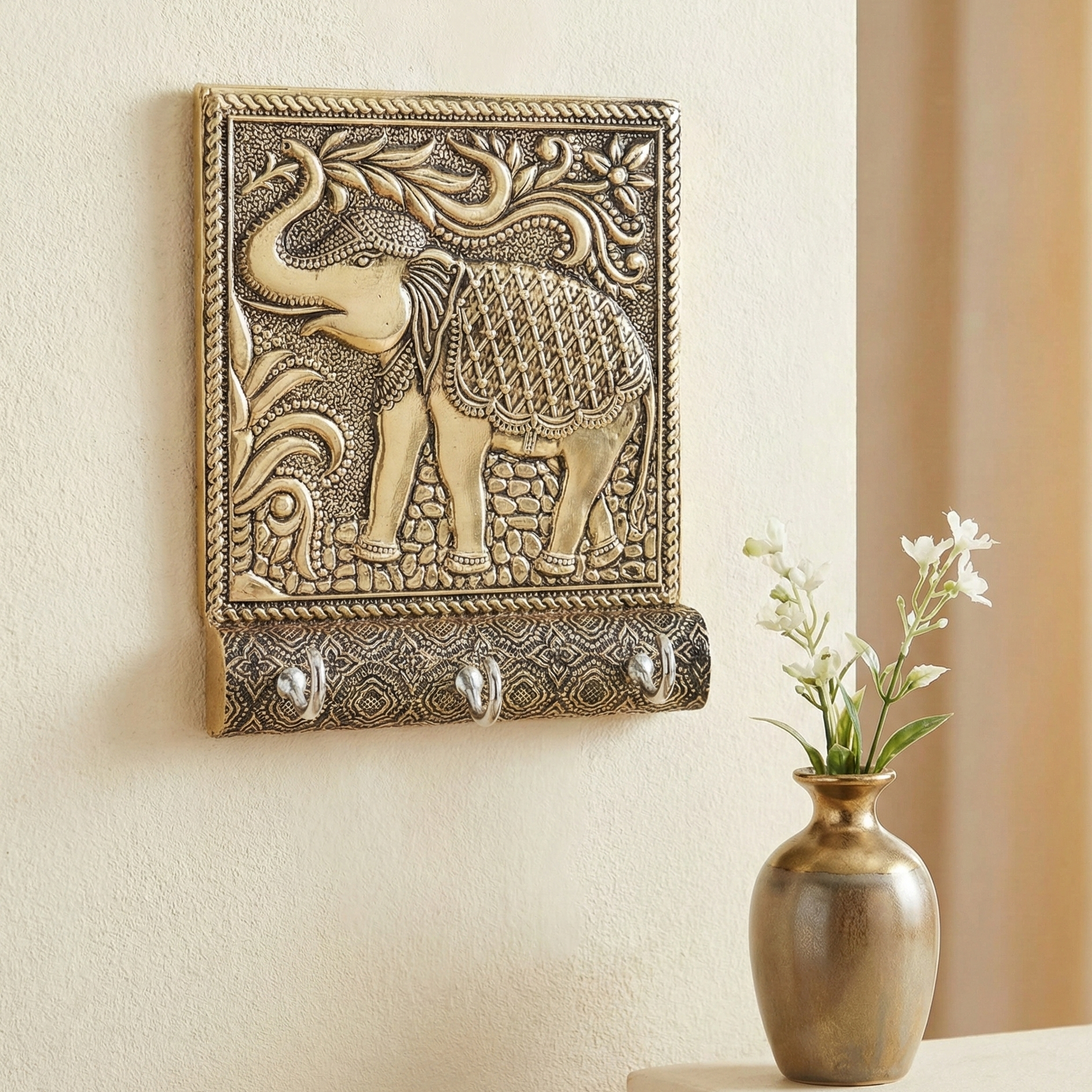 Elephant German Oxidized Key Holder