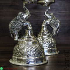 Antiq German Silver Elephant Peacock Diya 11 pair