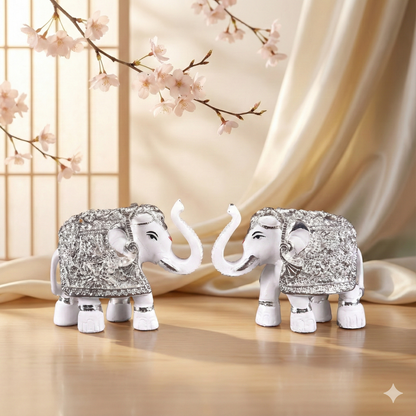 Silver Plated White Elephant Pair 3
