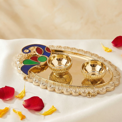 Kumkum Plate Oval peacock