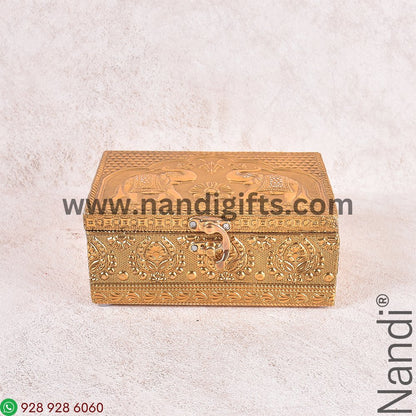 Elephant Emboss Gold Antiq Box 6X4