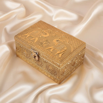 Elephant Emboss Gold Antiq Box 6X4
