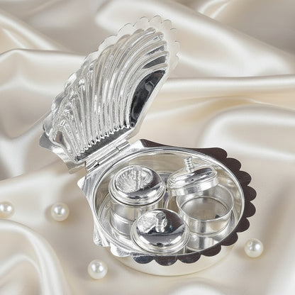 German Silver Shell Kumkum Box