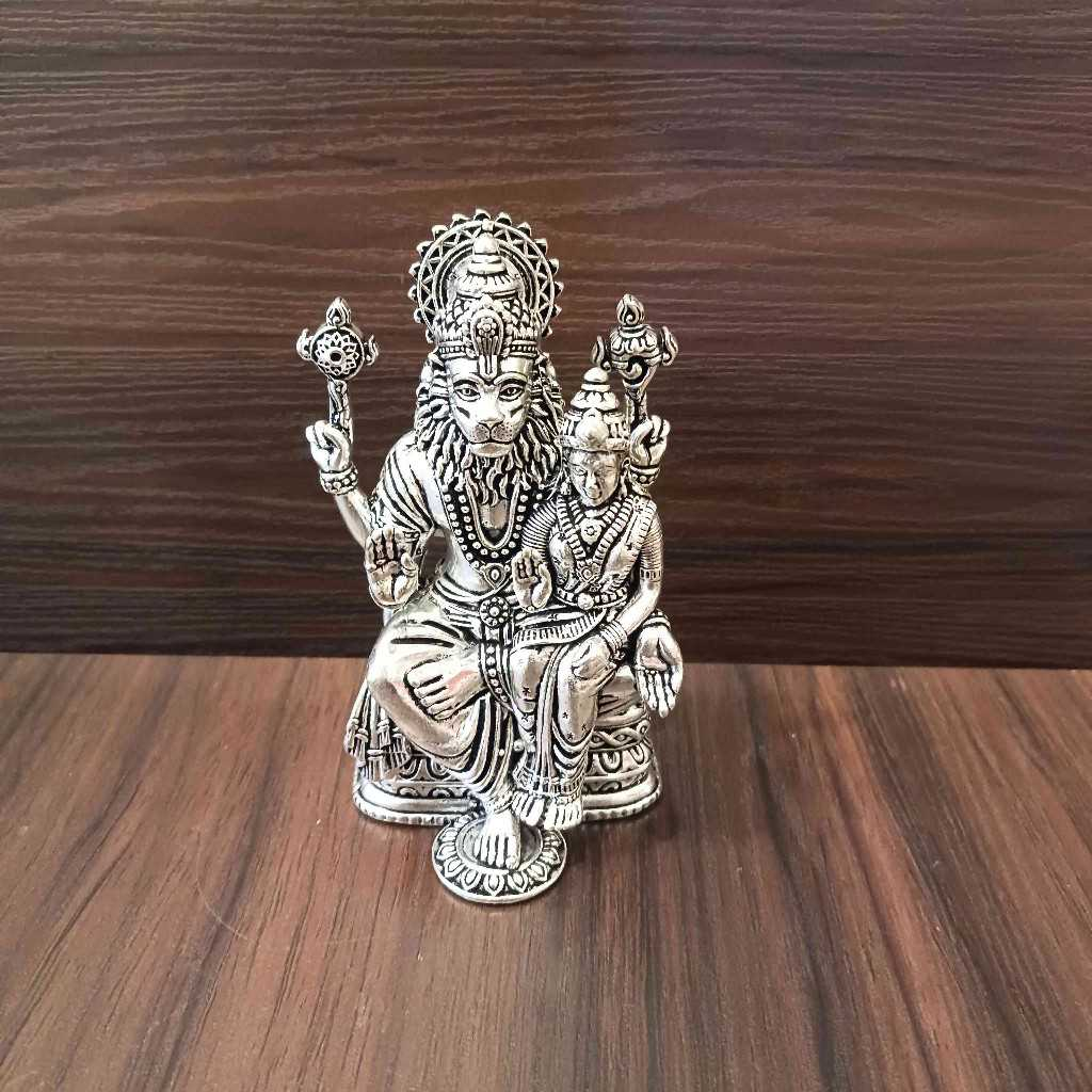 Antiq German Silver Lakshmi Narasimha Swamy Idol 4 Inch