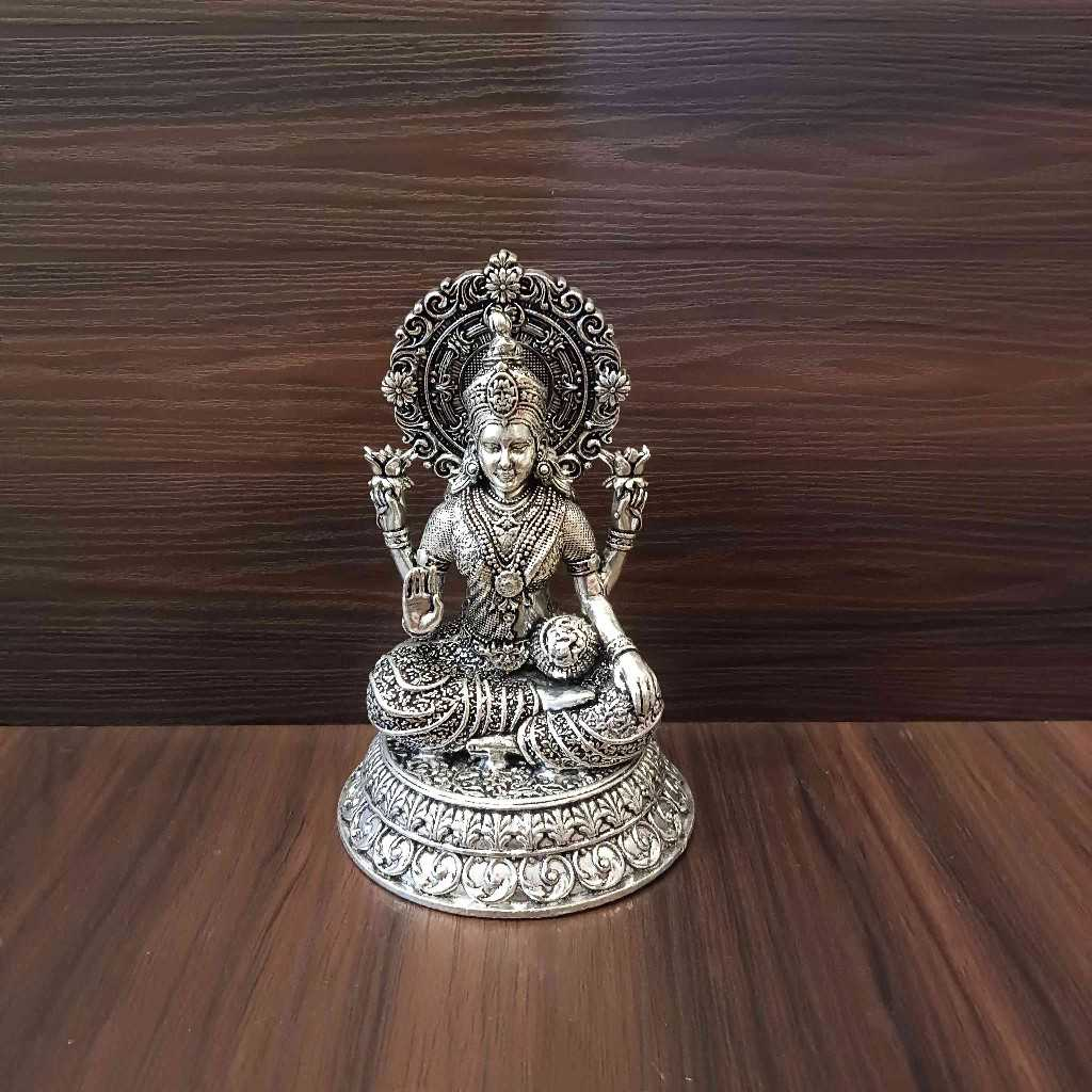 Antiq German Silver Lakshmi Mahrav 5 Inch