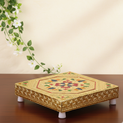 Minakari Pooja Chowki 4x4 inch