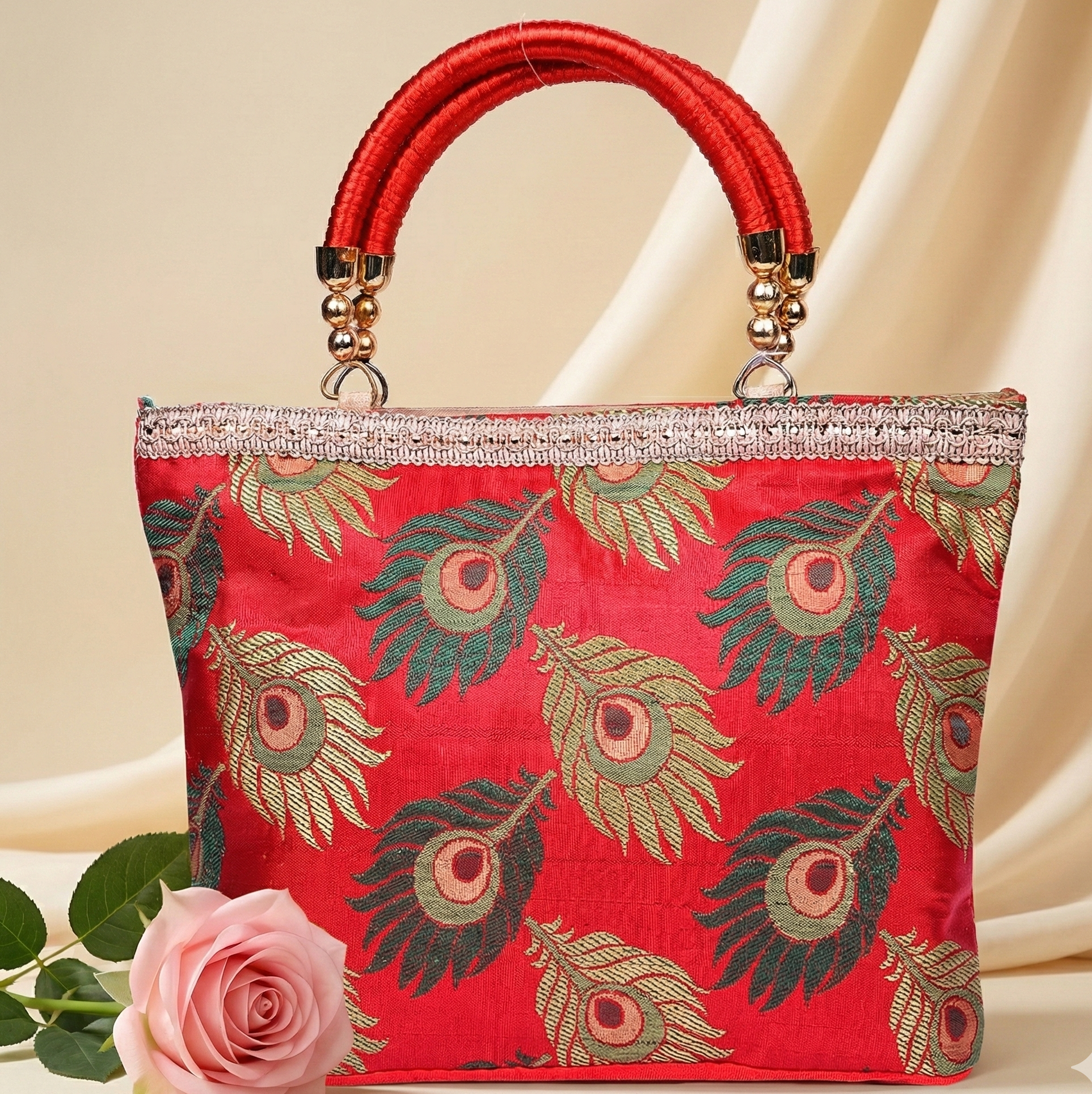 peacock feather design bag return gift