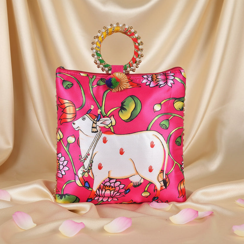 Pichwai Cow Bag Single Side Printed