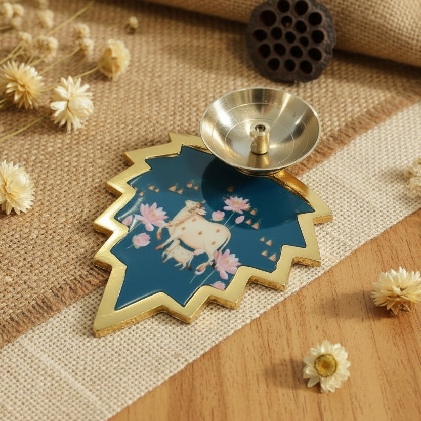 Pichwai Cow Diya Maple Leaf