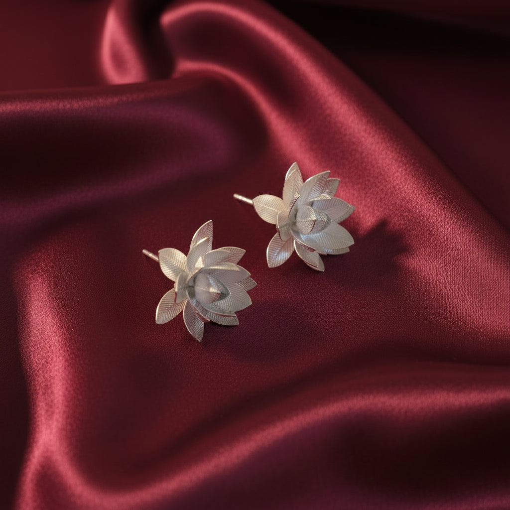 Silver Plated Parijatha Flower Pair