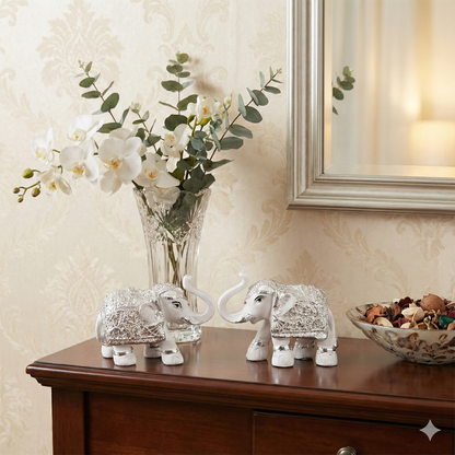 silver plated white elephants pooja decor
